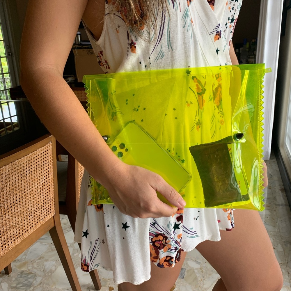 Neon Green/Yellow Clear Plastic Clutch purse